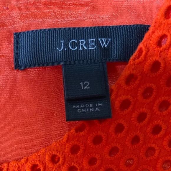 J Crew Eyelet Lace Sheath Dress 12 Short Sleeve Back Zip A-Line Casual Summer - Picture 6 of 8